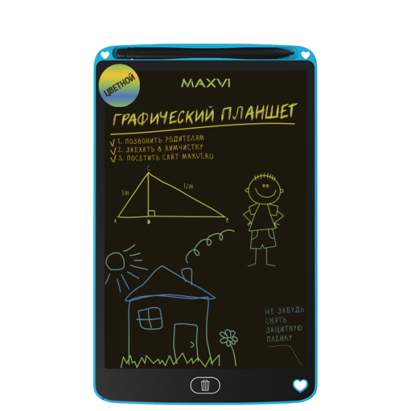 Купить Планшет для рисования LCD планшет для заметок и рисования Maxvi MGT-02С blue